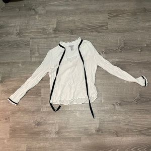 White Long Sleeve Shirt with Black Tie